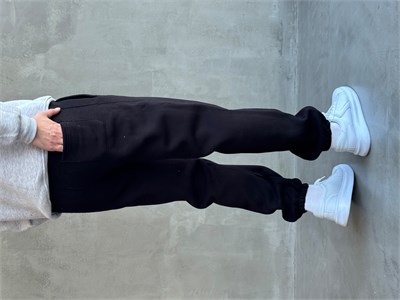Erkek Yeni Sezon 3 İplik Geniş Kalıp Jogger Basic Eşofman-Siyah(E1804)