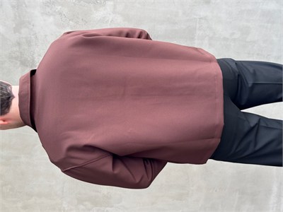 Erkek Yeni Sezon Boxy Fit Çıtçıt Detaylı Mevsimlik Kumaş Gömlek Ceket-Kahverengi(E1824)