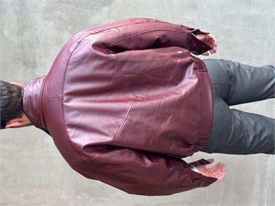 Erkek Yeni Sezon Oversize Kalıp Çapraz Kapamalı Suni Deri Ceket-Bordo(E1891)