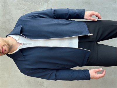 Erkek Yeni Sezon Oversize Kalıp İçi Astarlı Gabardin Kumaş Ceket-Lacivert(E1797)