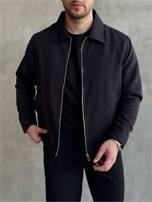 Erkek Yeni Sezon Oversize Kalıp İçi Astarlı Gabardin Kumaş Ceket-Siyah(E1795)