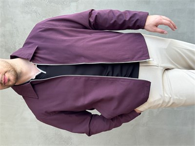 Erkek Yeni Sezon Oversize Kalıp İçi Astarlı Gabardin Kumaş Ceket-Mürdüm(E1795)