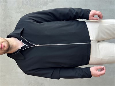 Erkek Yeni Sezon Oversize Kalıp İçi Astarlı Gabardin Kumaş Ceket-Siyah(E1797)