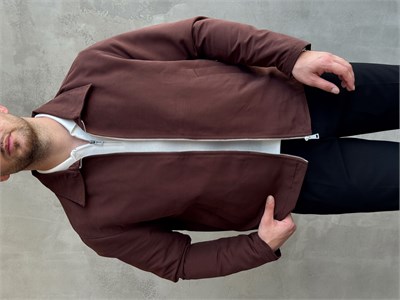 Erkek Yeni Sezon Oversize Kalıp İçi Astarlı Gabardin Kumaş Ceket-Kahverengi(E1795)