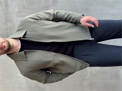 Erkek Yeni Sezon Oversize Kalıp İçi Astarlı Gabardin Kumaş Ceket-Haki(E1797)