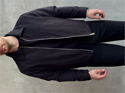 Erkek Yeni Sezon Oversize Kalıp İçi Astarlı Gabardin Kumaş Ceket-Siyah(E1795)