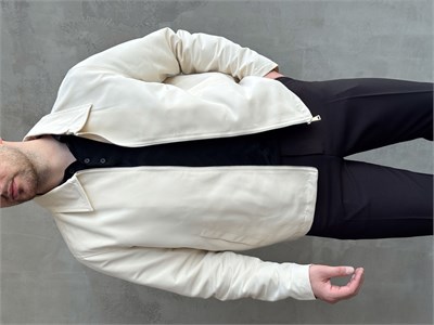 Erkek Yeni Sezon Oversize Kalıp İçi Astarlı Gabardin Kumaş Ceket-Bej(E1795)