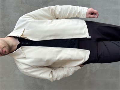 Erkek Yeni Sezon Oversize Kalıp İçi Astarlı Gabardin Kumaş Ceket-Bej(E1795)