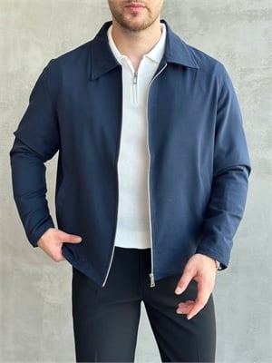 Erkek Yeni Sezon Oversize Kalıp İçi Astarlı Gabardin Kumaş Ceket-Lacivert(E1797)