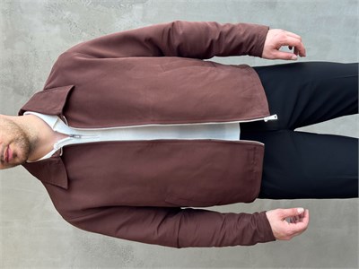 Erkek Yeni Sezon Oversize Kalıp İçi Astarlı Gabardin Kumaş Ceket-Kahverengi(E1795)