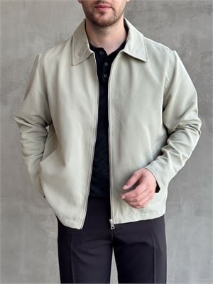 Erkek Yeni Sezon Oversize Kalıp İçi Astarlı Gabardin Kumaş Ceket-Çağla(E1795)