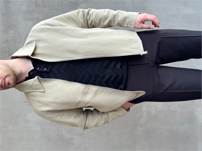 Erkek Yeni Sezon Oversize Kalıp İçi Astarlı Gabardin Kumaş Ceket-Haki(E1795)