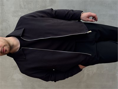 Erkek Yeni Sezon Oversize Kalıp İçi Astarlı Gabardin Kumaş Ceket-Siyah(E1795)