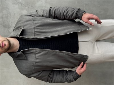 Erkek Yeni Sezon Oversize Kalıp İçi Elyaflı Bomber Süet Ceket-Haki(E1835)