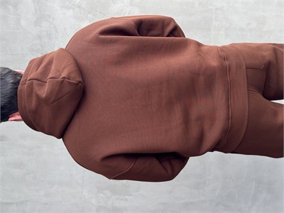 Erkek Yeni Sezon Oversize Kalıp Kapüşonlu Kanguru Cepli Basic 3 İplik Sweat-Kahverengi(E1802)