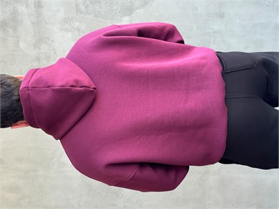 Erkek Yeni Sezon Oversize Kalıp Kapüşonlu Kanguru Cepli Basic 3 İplik Sweat-Bordo(E1802)