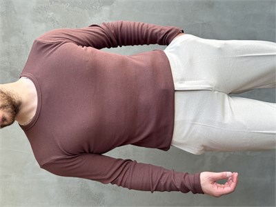 Erkek Yeni Sezon Regular Fit Bisiklet Yaka Uzun Kollu T-Shirt-Kahverengi(E1794)