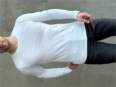 Erkek Yeni Sezon Regular Fit Bisiklet Yaka Uzun Kollu İnce T-Shirt-Beyaz(E1789)