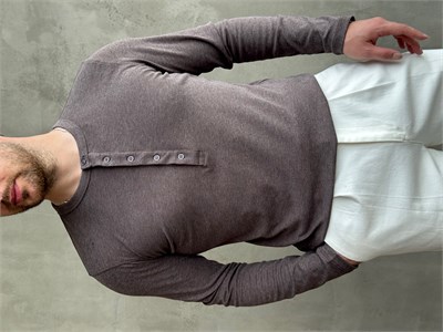 Erkek Yeni Sezon Regular Fit Düğme Yaka İnce Triko Basic Kazak-Kahverengi(E1845)