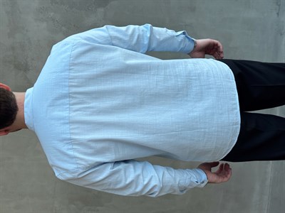 Erkek Yeni Sezon Regular Fit Hakim Yaka %100 Pamuk Klasik Gömlek-Bebe Mavi(E1757)