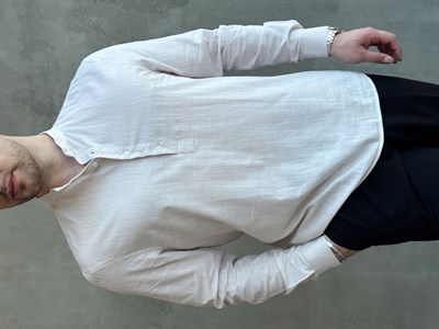 Erkek Yeni Sezon Regular Fit Hakim Yaka %100 Pamuk Klasik Gömlek-Bej(E1757)