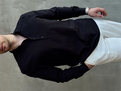 Erkek Yeni Sezon Regular Fit Hakim Yaka %100 Pamuk Klasik Gömlek-Siyah(E1757)