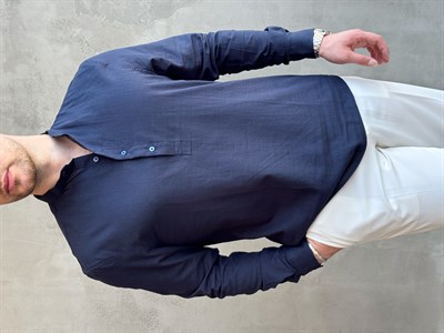 Erkek Yeni Sezon Regular Fit Hakim Yaka %100 Pamuk Klasik Gömlek-Lacivert(E1757)