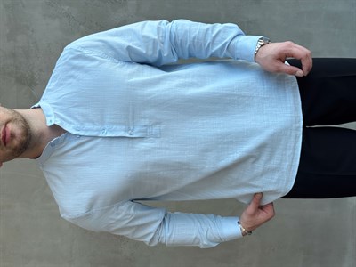 Erkek Yeni Sezon Regular Fit Hakim Yaka %100 Pamuk Klasik Gömlek-Bebe Mavi(E1757)