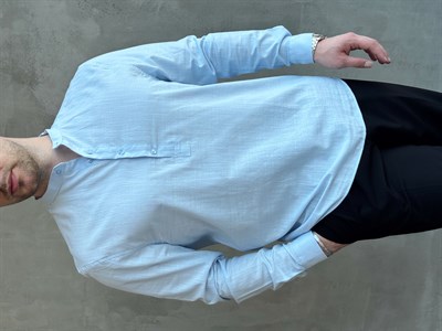 Erkek Yeni Sezon Regular Fit Hakim Yaka %100 Pamuk Klasik Gömlek-Bebe Mavi(E1757)
