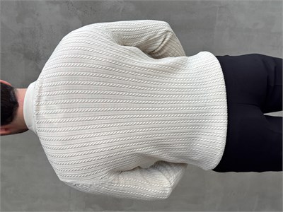 Erkek Yeni Sezon Regular Fit Halat Desenli Düğme Detaylı Polo Yaka Kazak-Bej(E1834)