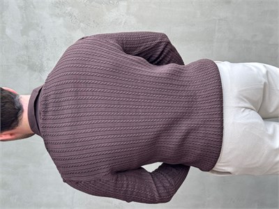 Erkek Yeni Sezon Regular Fit Halat Desenli Düğme Detaylı Polo Yaka Kazak-Kahverengi(E1834)