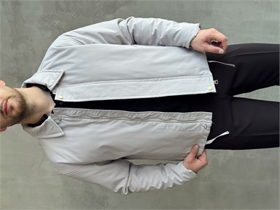 Erkek Yeni Sezon Regular Fit İçi Astarlı Elyaf Dolgulu Dokuma Kumaş Ceket-Gri(E1798)