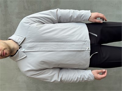 Erkek Yeni Sezon Regular Fit İçi Astarlı Elyaf Dolgulu Dokuma Kumaş Ceket-Gri(E1798)