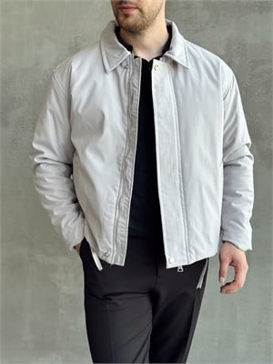 Erkek Yeni Sezon Regular Fit İçi Astarlı Elyaf Dolgulu Dokuma Kumaş Ceket-Gri(E1798)