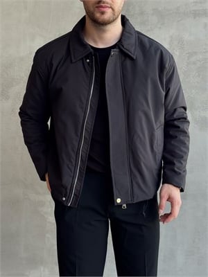 Erkek Yeni Sezon Regular Fit İçi Astarlı Elyaf Dolgulu Dokuma Kumaş Ceket-Siyah(E1798)