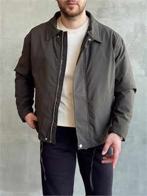 Erkek Yeni Sezon Regular Fit İçi Astarlı Elyaf Dolgulu Dokuma Kumaş Ceket-Haki(E1798)
