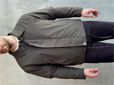 Erkek Yeni Sezon Regular Fit İçi Astarlı Elyaf Dolgulu Dokuma Kumaş Ceket-Haki(E1798)