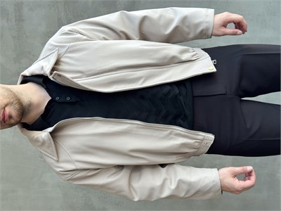 Erkek Yeni Sezon Regular Fit Kesim İçi Astarlı Beli Lastik Detay Gabardin Kumaş Ceket-Bej(E1801)