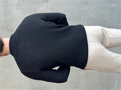 Erkek Yeni Sezon Regular Fit Polo Yaka Düğmeli Triko Kazak-Siyah(E1792)