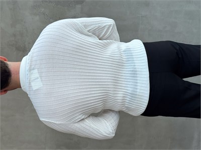 Erkek Yeni Sezon Regular Fit Polo Yaka Düğmeli Triko Kazak-Beyaz(E1792)