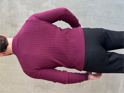 Erkek Yeni Sezon Regular Fit Polo Yaka Düğmeli Triko Kazak-Bordo(E1792)