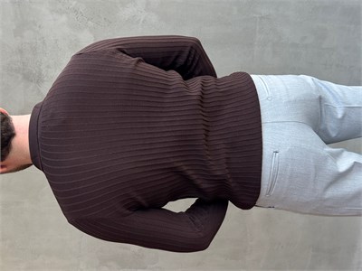 Erkek Yeni Sezon Regular Fit Polo Yaka Düğmeli Triko Kazak-Kahverengi(E1792)