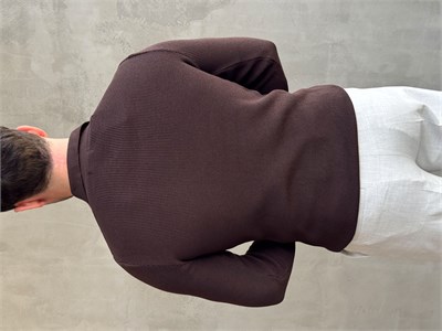 Erkek Yeni Sezon Regular Fit Yaka Fermuar Detaylı Triko Kazak-Kahverengi(E1790)