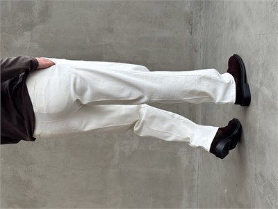 Erkek Yeni Sezon Regular Kalıp Gabardin Kumaş Kışlık Pantolon-Beyaz(E1848)