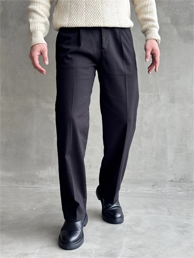 Erkek Yeni Sezon Regular Kalıp Gabardin Kumaş Kışlık Pantolon-Siyah(E1848)