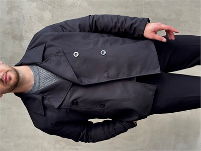 Erkek Yeni Sezon Regular Kalıp Kruvaze İçi Astarlı Dokuma Kumaş Ceket-Siyah(E1839)