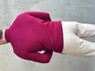 Erkek Yeni Sezon Slim Fit Kalıp Balıkçı Yaka Triko Kazak-Bordo(E1793)