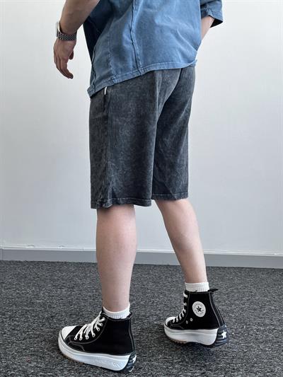 Erkek Yıkama Detay Regular Fit Örme Basic Şort-Antrasit(E1078)