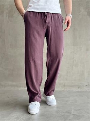 Erkek Yüksek Kalite Beli Lastikli Baggy Kalıp Modal Kumaş Pantolon-Bordo(E1620)