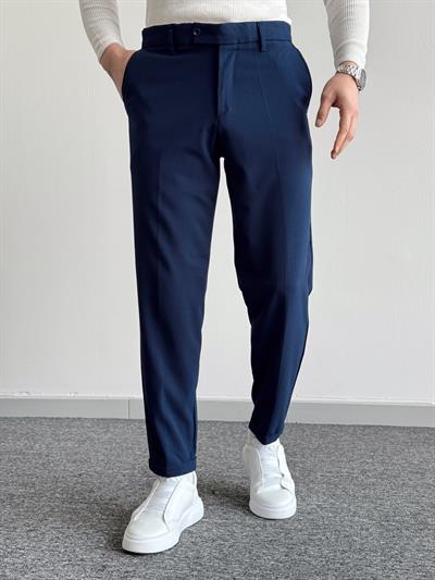 Erkek Yüksek Kalite Duble Paça Beli Lastikli Gizli Koplçalı Kumaş Pantolon-Laciver(E1262)